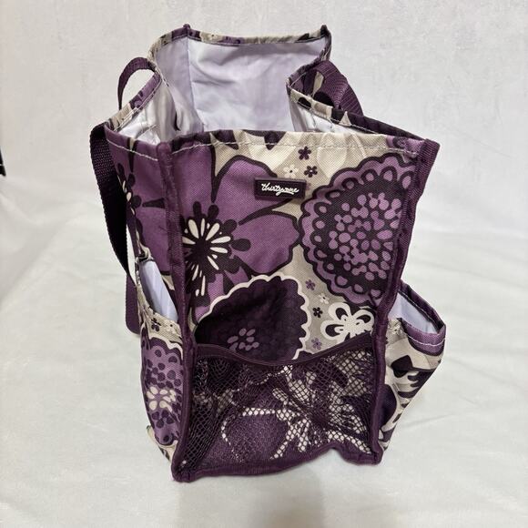 Thirty One Organizing Utility Tote 15 x 10 x 6 Pockets Plum Awesome Blossom - Picture 2 of 5